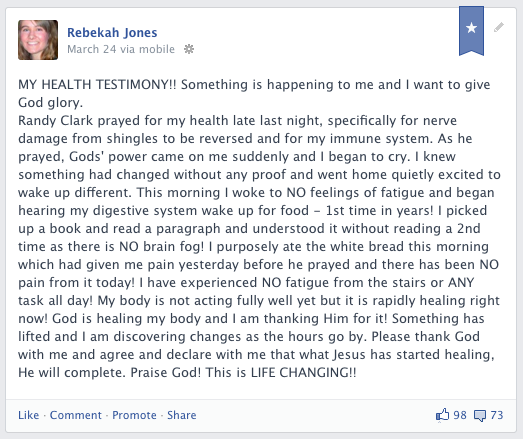 My facebook post the morning after prayer.