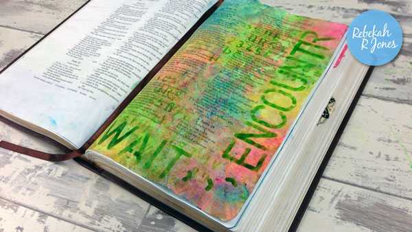 Faber-Castell Gelatos and Chalk Pastel Brayering and Stenciling - Bible Art Journaling Challenge Week 27