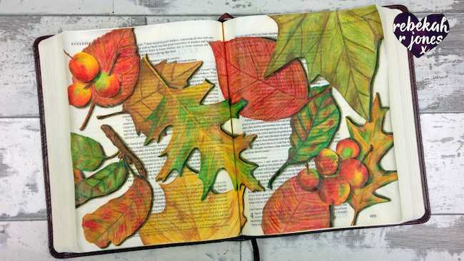 How to Paint & Color Autumn Leaves - Bible Art Journaling Challenge Week 43