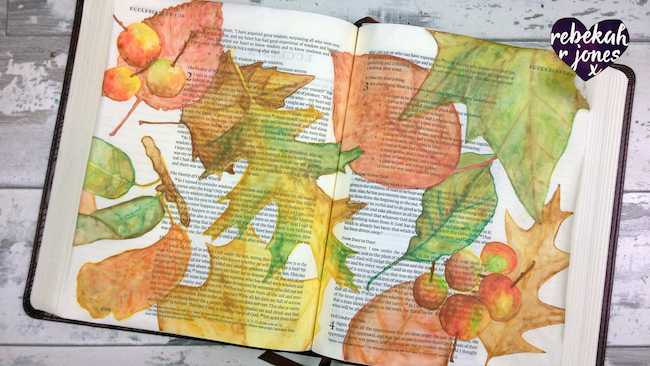How to Paint & Color Autumn Leaves - Bible Art Journaling Challenge Week 43