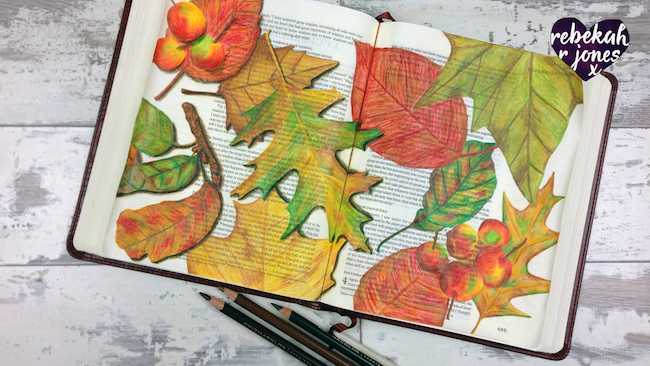 How to Paint & Color Autumn Leaves - Bible Art Journaling Challenge Week 43